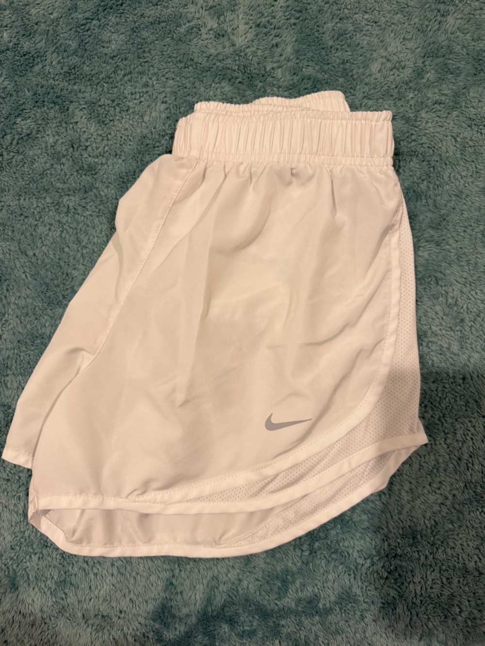 Nike White Women's Mesh-Trim Athletic Shorts
